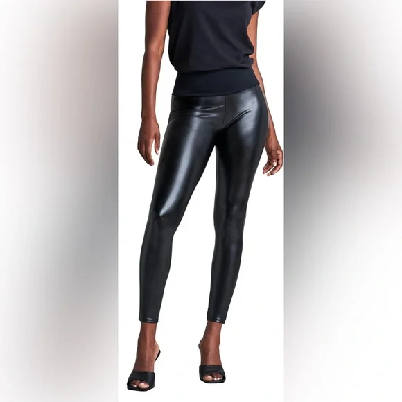 NWT SPANX Black Faux Leather Leggings - Picture 1 of 7